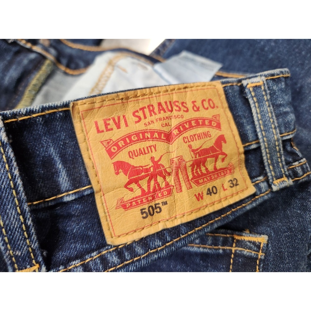 Levi Strauss 505 Straight Levi's Dark Wash Denim Jeans Men's Sz 40 x 32 ~ G/VG - Picture 9 of 11